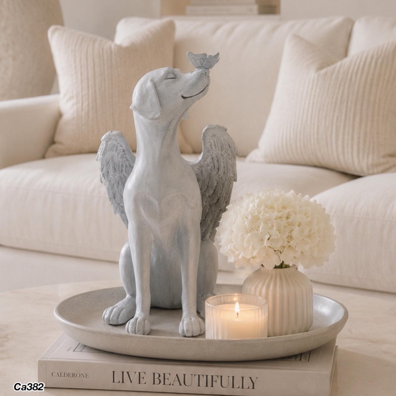 Articulo decorativo perro angel gris 12cm* 11cm* 21cm